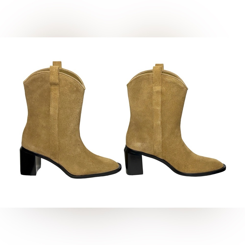 NIB Everlane The Outlaw Boot in Sand Suede, Mid-Calf, Heeled Western Boots, 6 - Picture 7 of 15